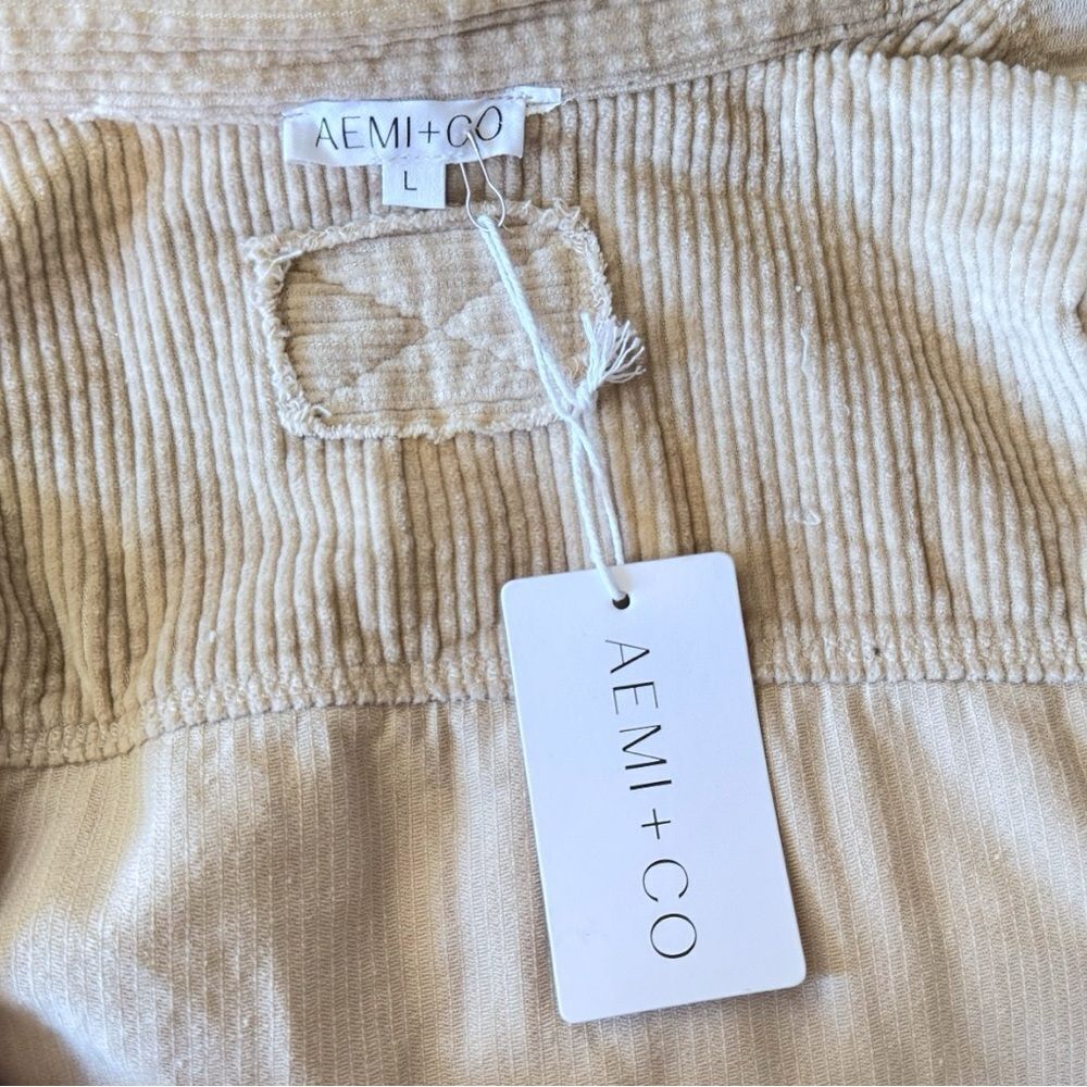 Oversized Corduroy Cream White Shacket Layering Jacket Size Large NWT - AEMI+CO - Picture 13 of 14